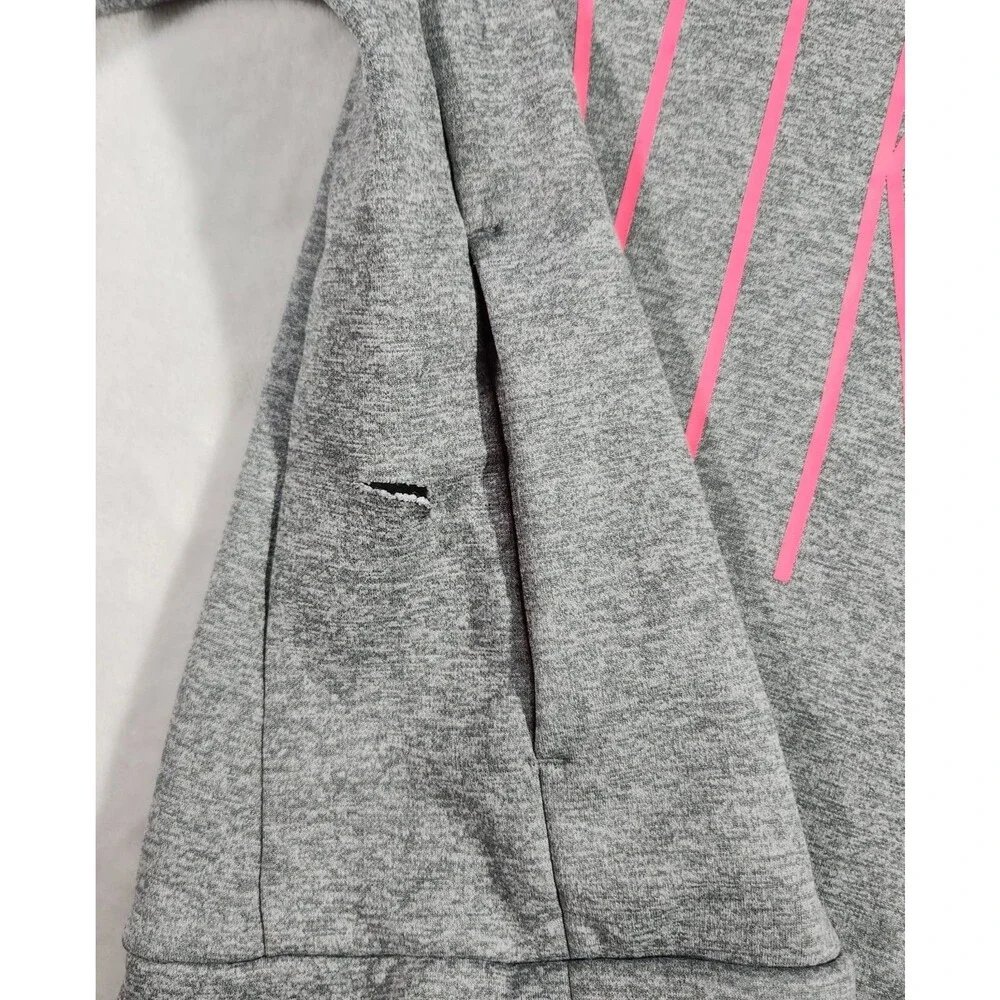 Nike DriFit Girls Small Gray Pink Pullover Hoodie  